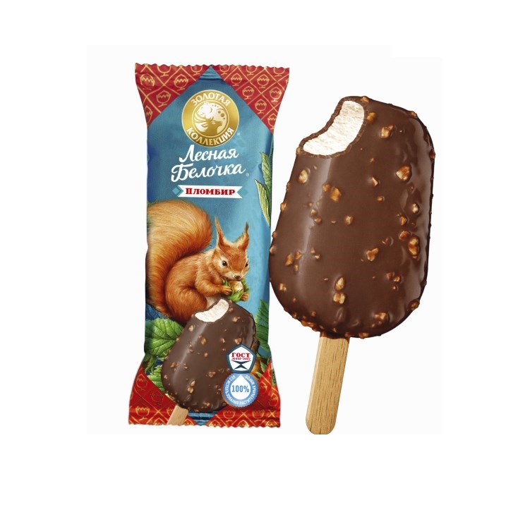 Мороженое   «ЛЕСНАЯ БЕЛОЧКА» в глазури с арахисом и фундуком 75г